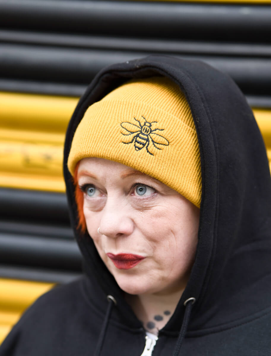 Mustard Embroidered Manchester Bee Beanie