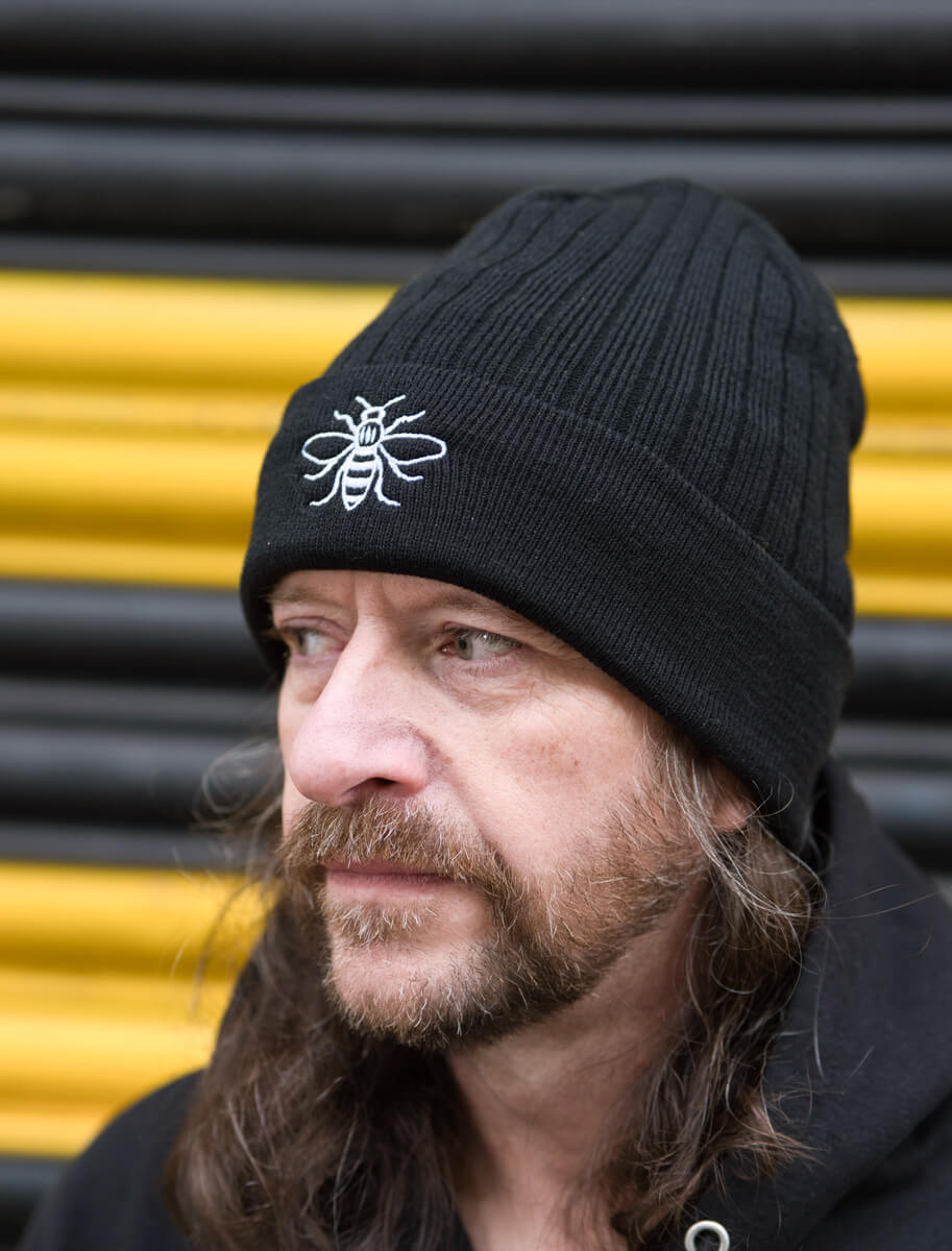 Black Thinsulate Beanie with Embroidered Bee