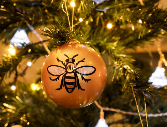 Gold Hand-painted Glass Bee Bauble