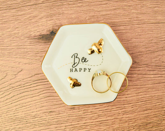 Bee Happy Hexagon Trinket Dish | The Manchester Shop