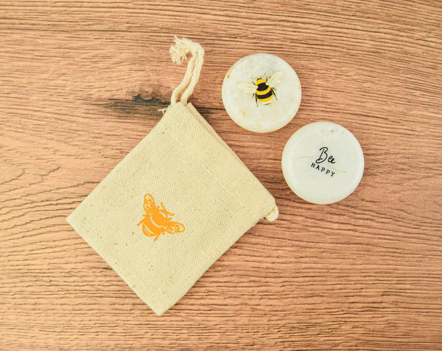 Bee Happy Keepsake Pebble & Pouch | The Manchester Shop