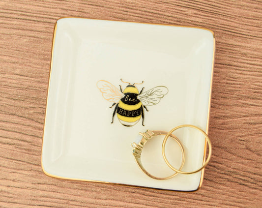 Bee Happy Square Ring Dish | The Manchester Shop