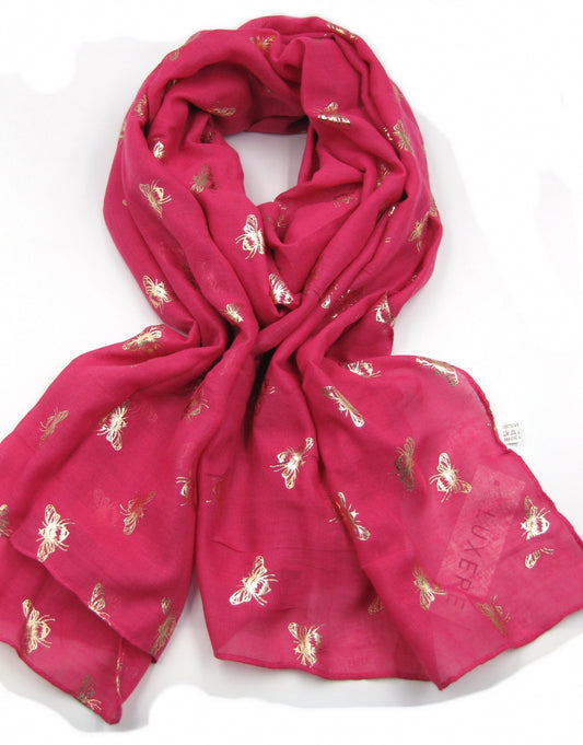 Coral Pink Copper Foil Bee Scarf