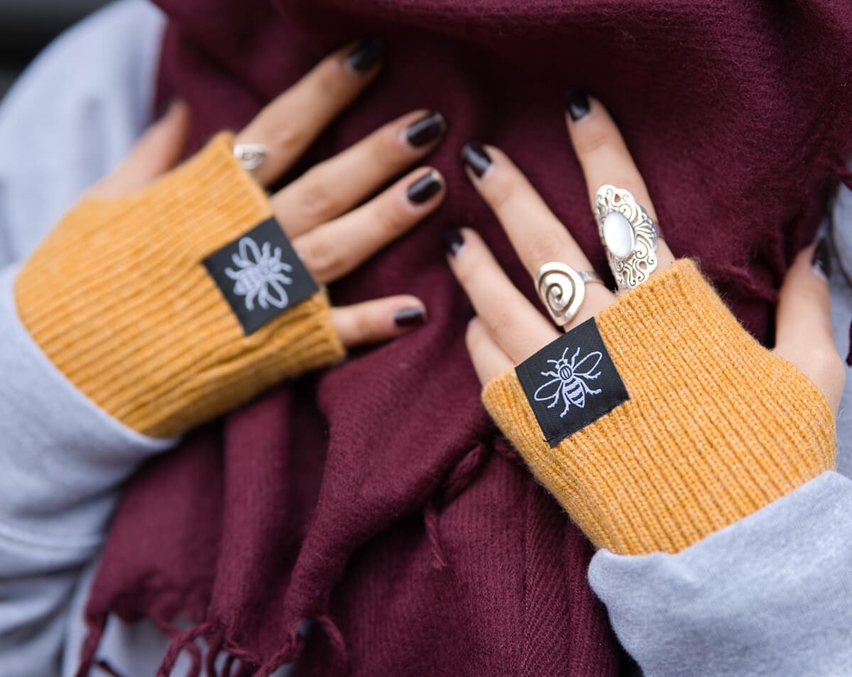 Fingerless Mustard Gloves