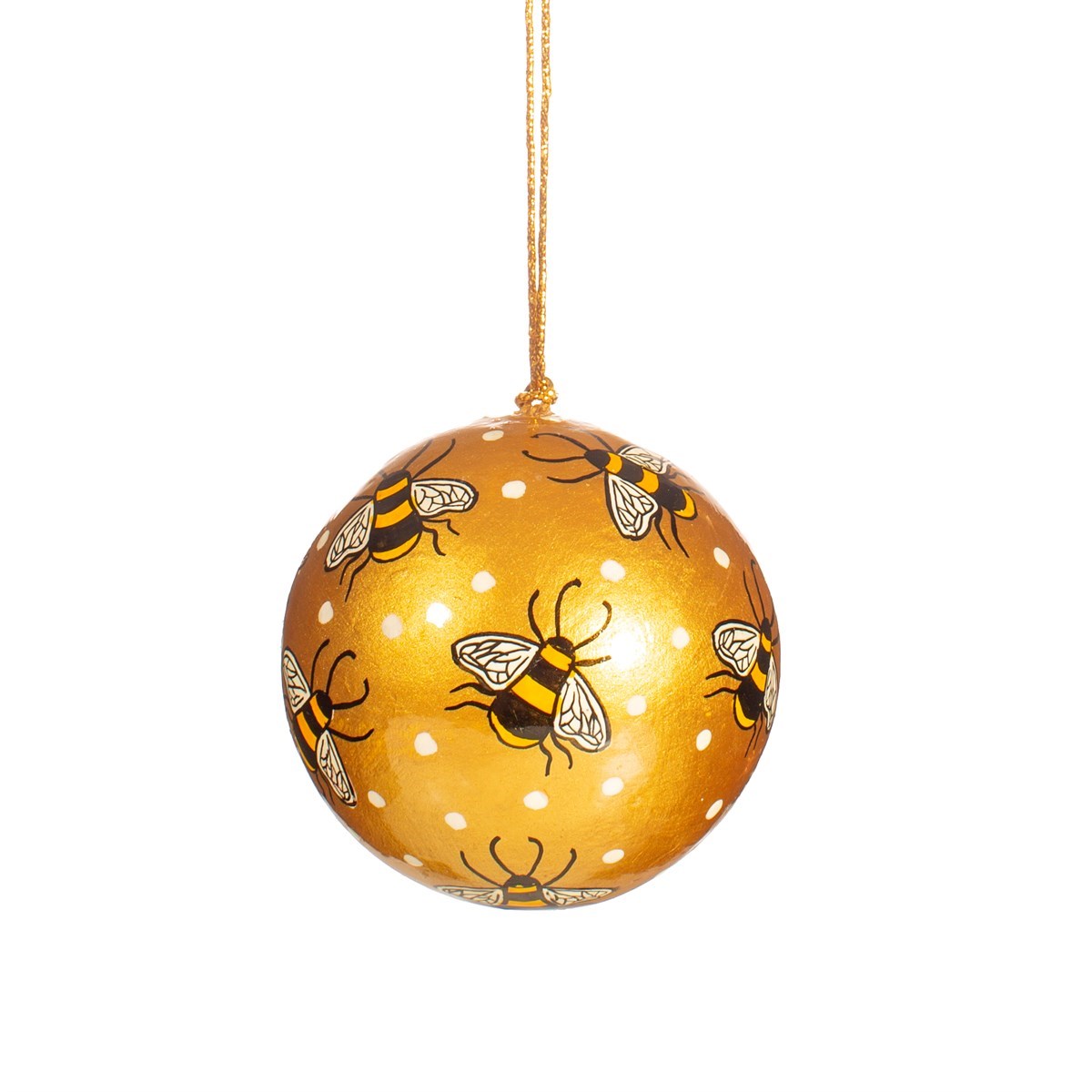 Gold Bee Papier Mache Bauble