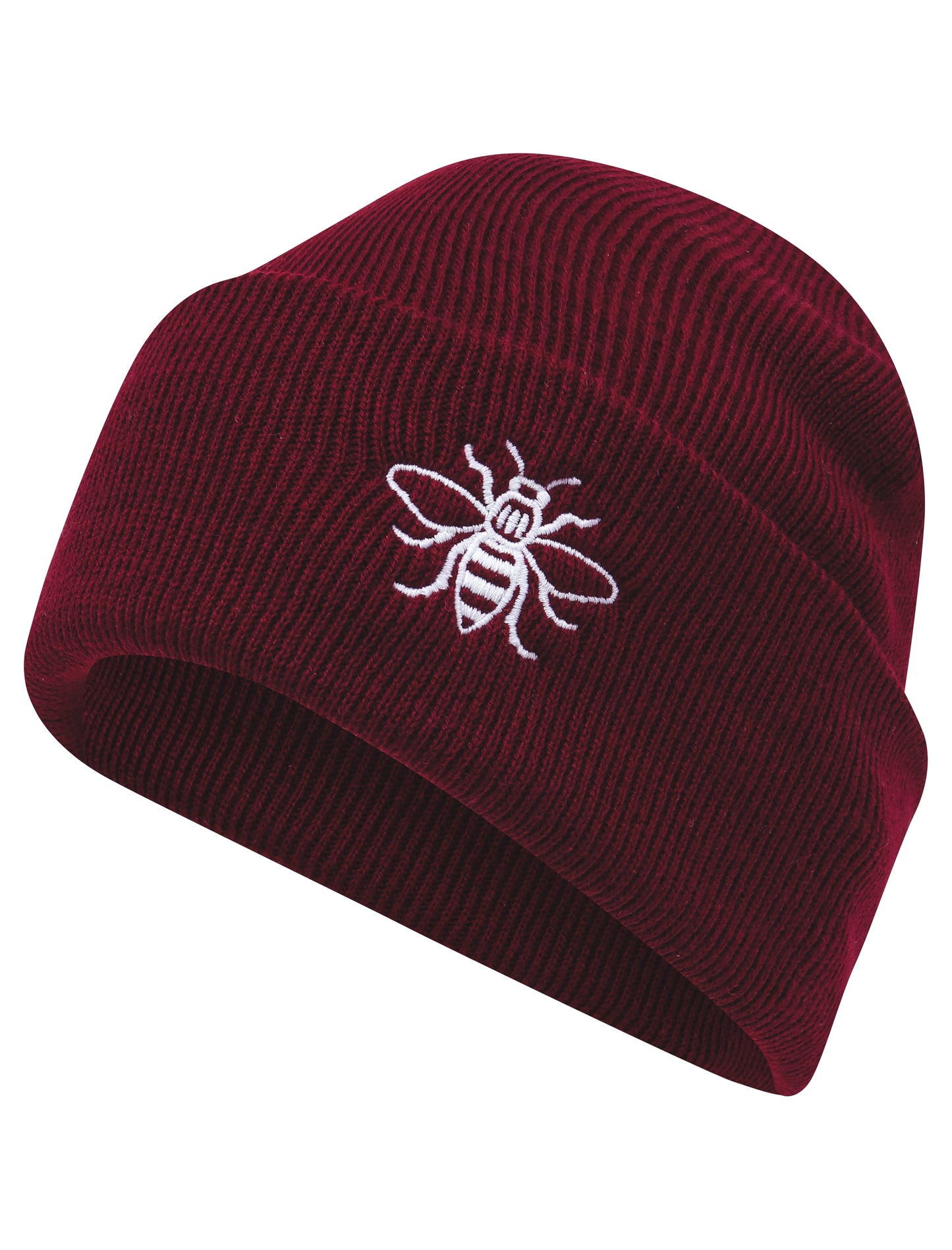 Burgundy Embroidered Manchester Bee Beanie