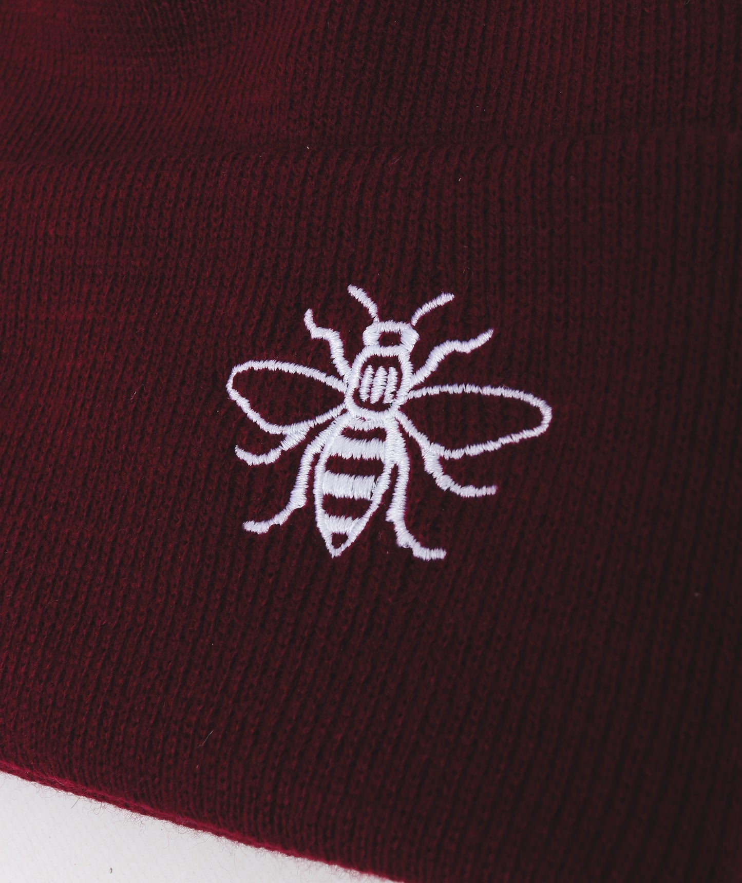 Burgundy Embroidered Manchester Bee Beanie