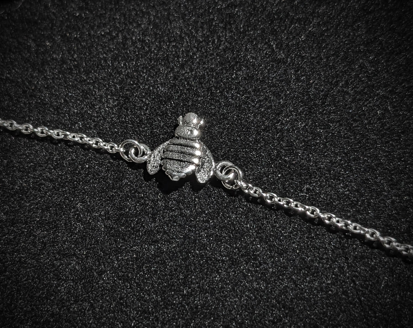 Bee Charm Sterling Silver Chain Bracelet