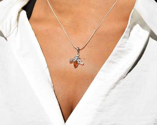 Amber Sterling Silver Bee Necklace | The Manchester Shop