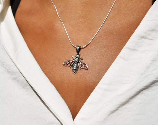 Large Sterling Silver Bee Necklace | The Manchester Shop