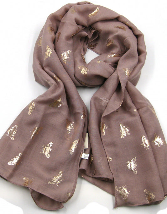 Dusky Pink Copper Foil Bee Scarf