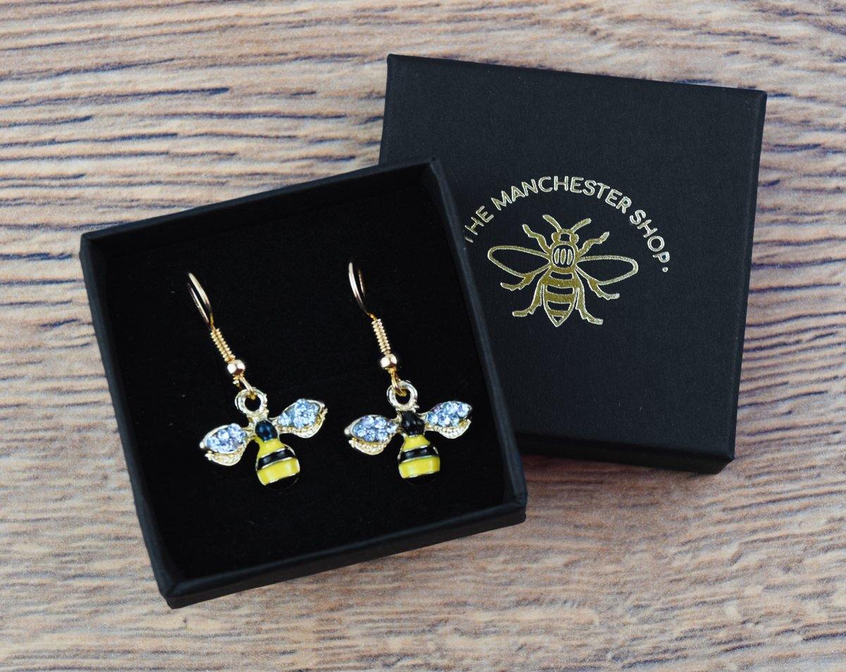 Diamanté Wing MCR Worker Bee Earrings - The Manchester Shop