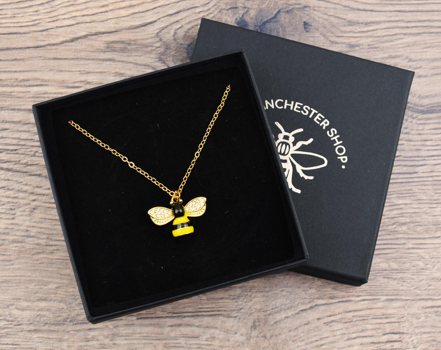 Gold Bee Necklace with Diamanté Wings | The Manchester Shop