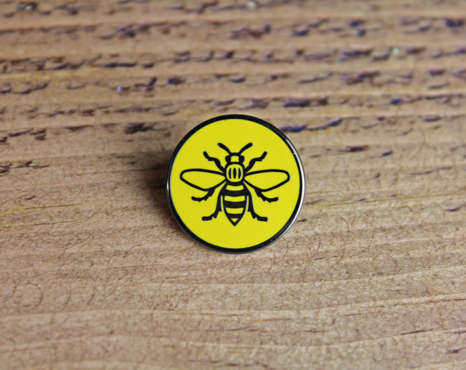 Yellow Circle Manchester Bee Enamel Brooch | The Manchester Shop